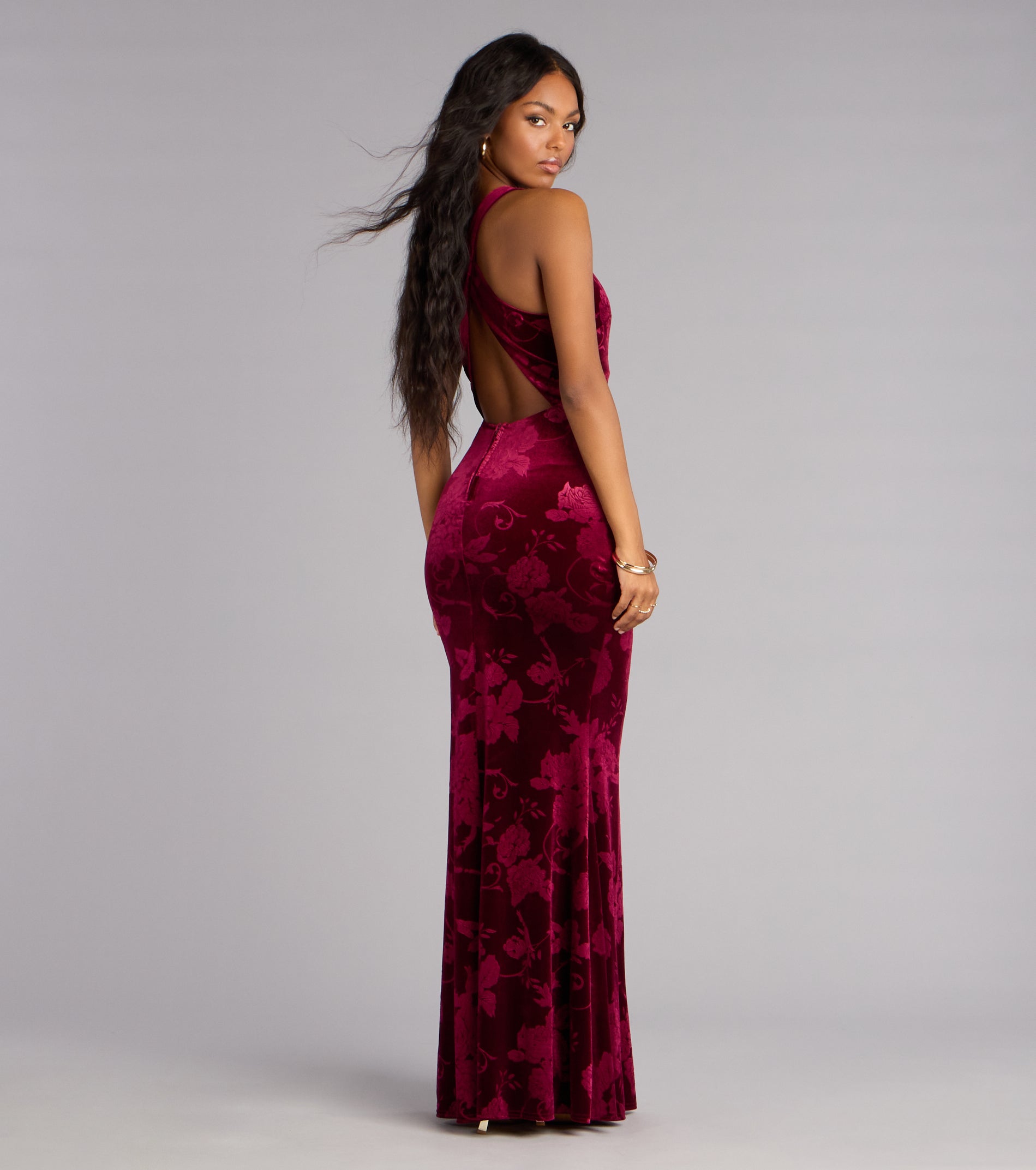 Miriam Floral Velvet Mermaid Formal Dress