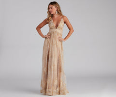 Mona Formal Plunging Glitter Dress