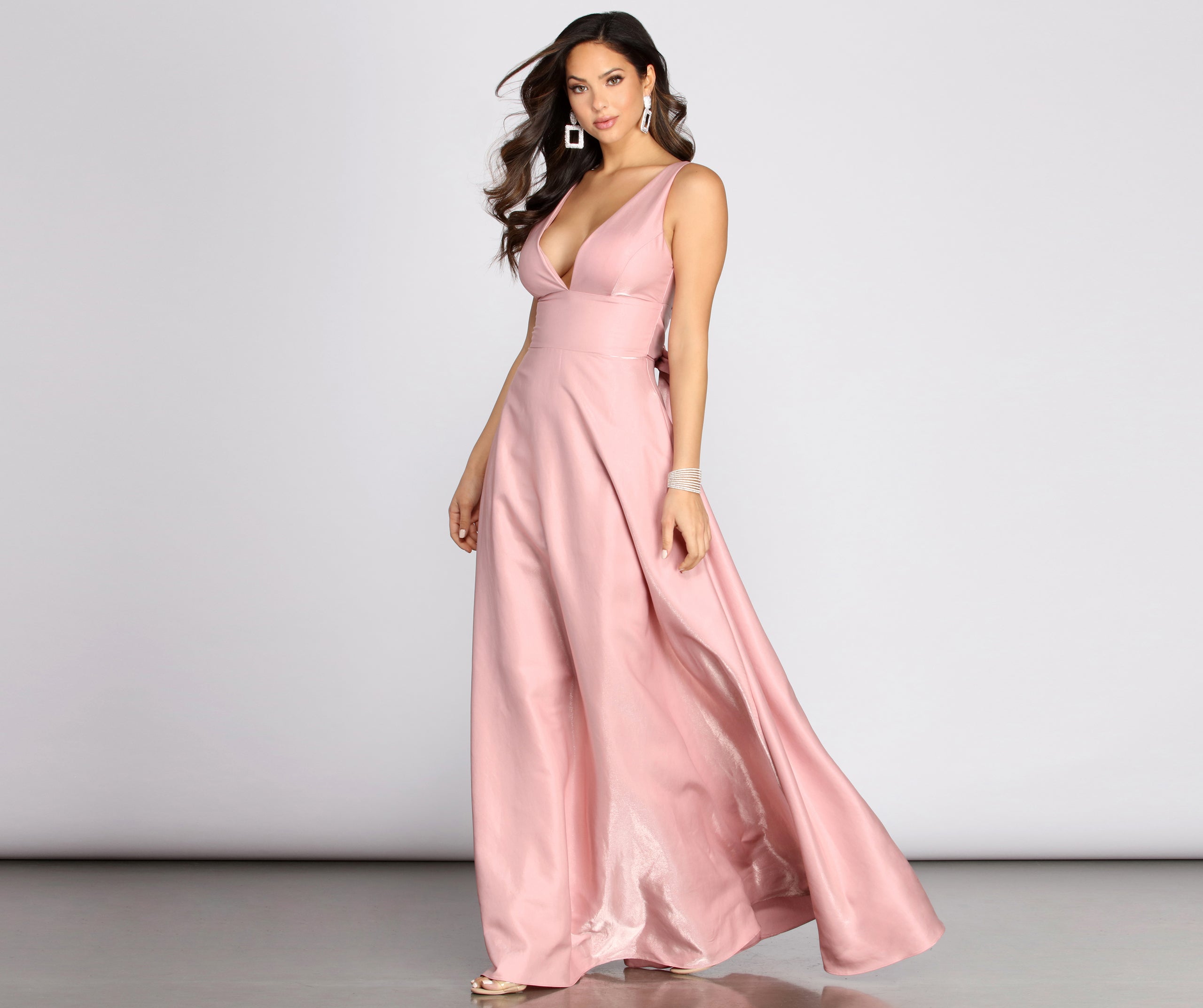 Alexis Holographic Satin A-Line Dress