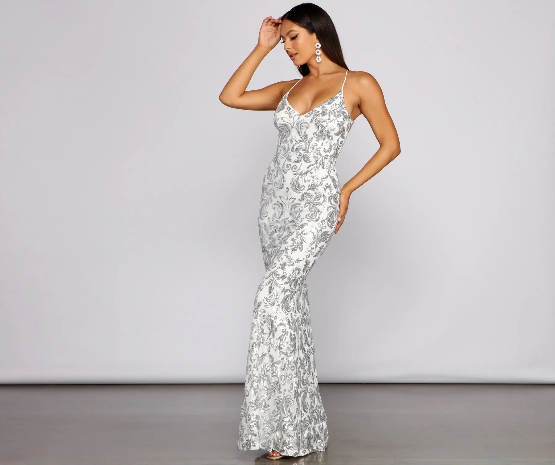 Taisia Formal Sequin Scroll Dress