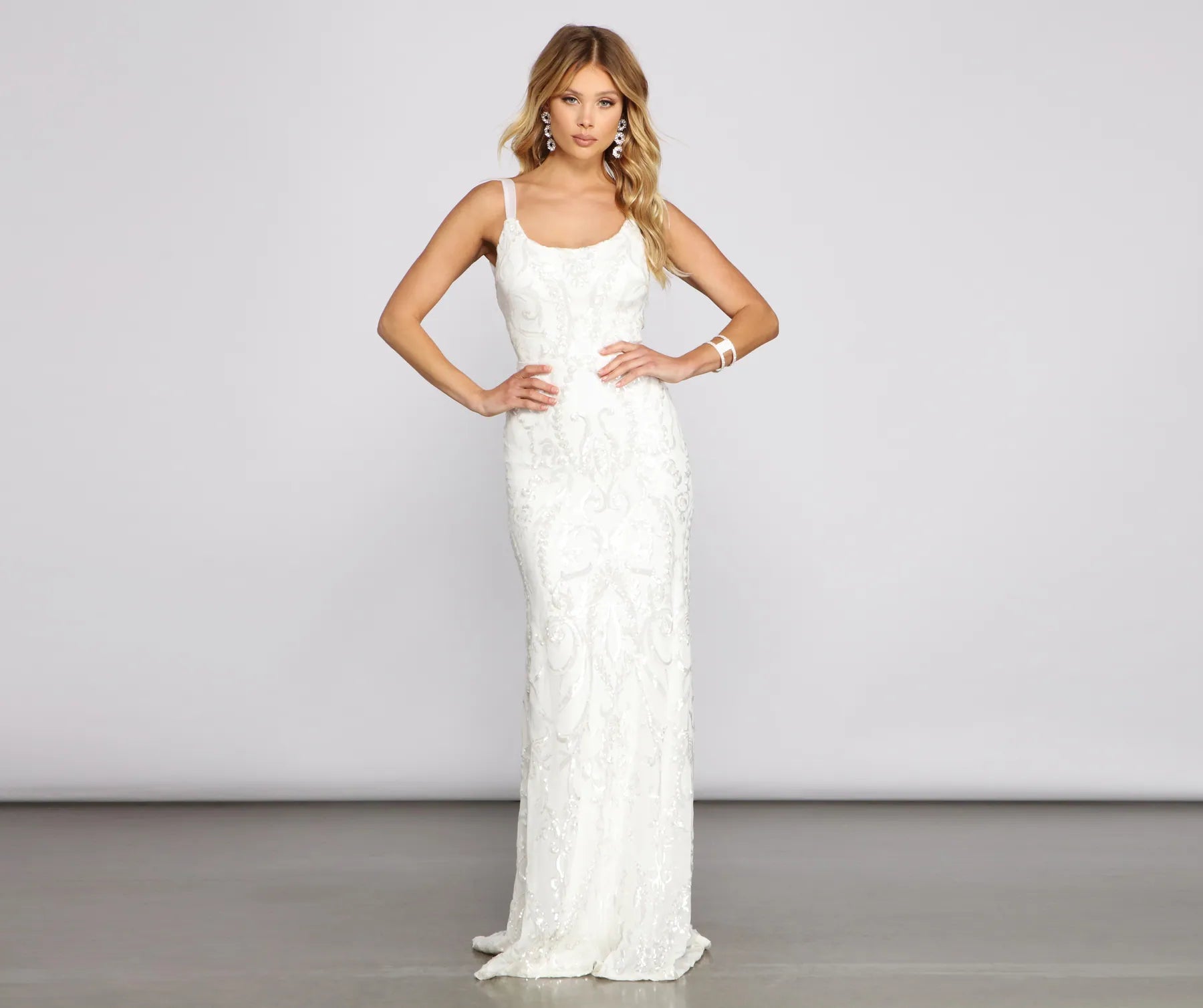 Melissa Sequin Mesh Cross-Back Dress