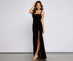 Christina Lace-Up Back Velvet Dress