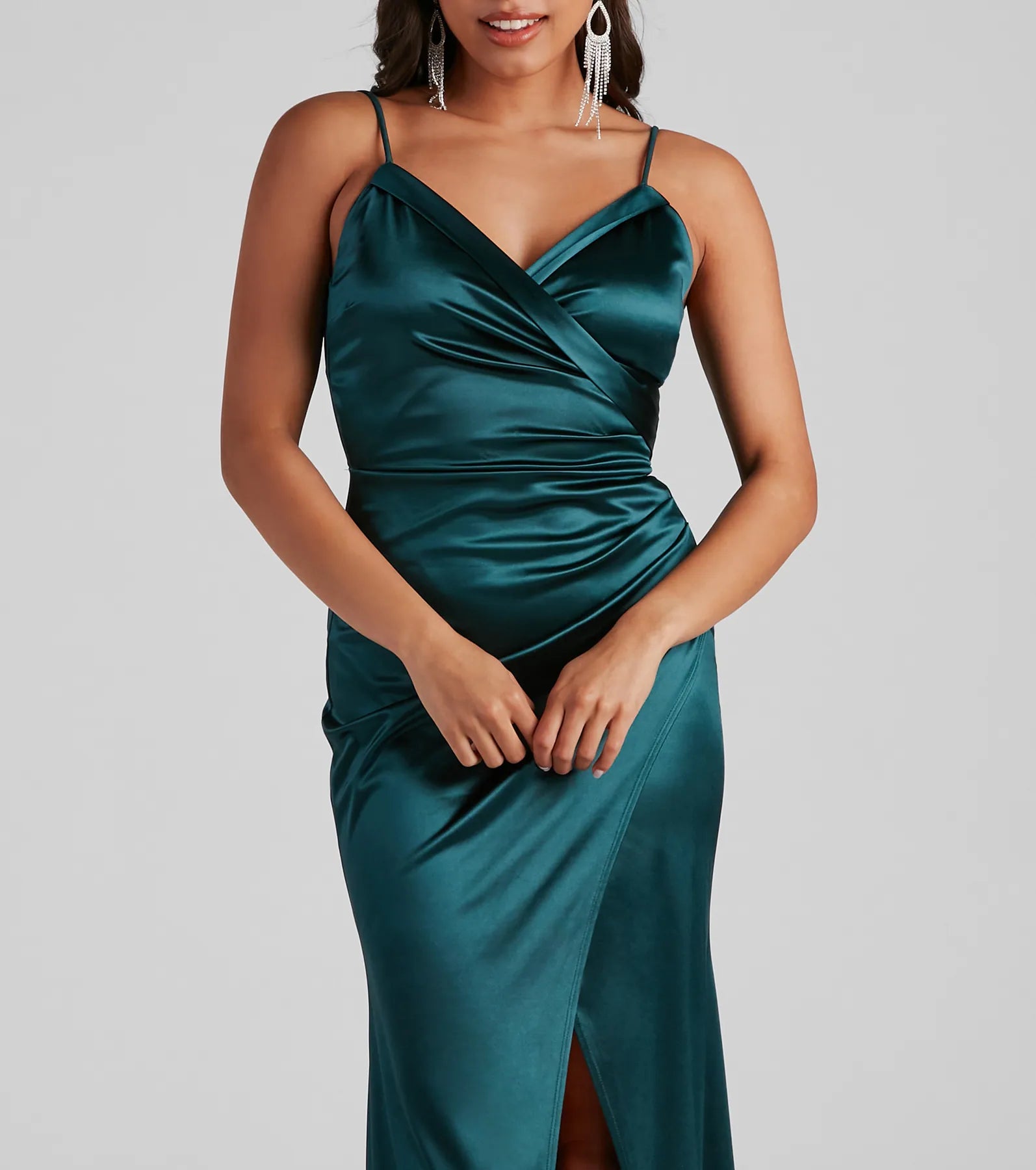 Kimia Formal Satin Wrap Gown