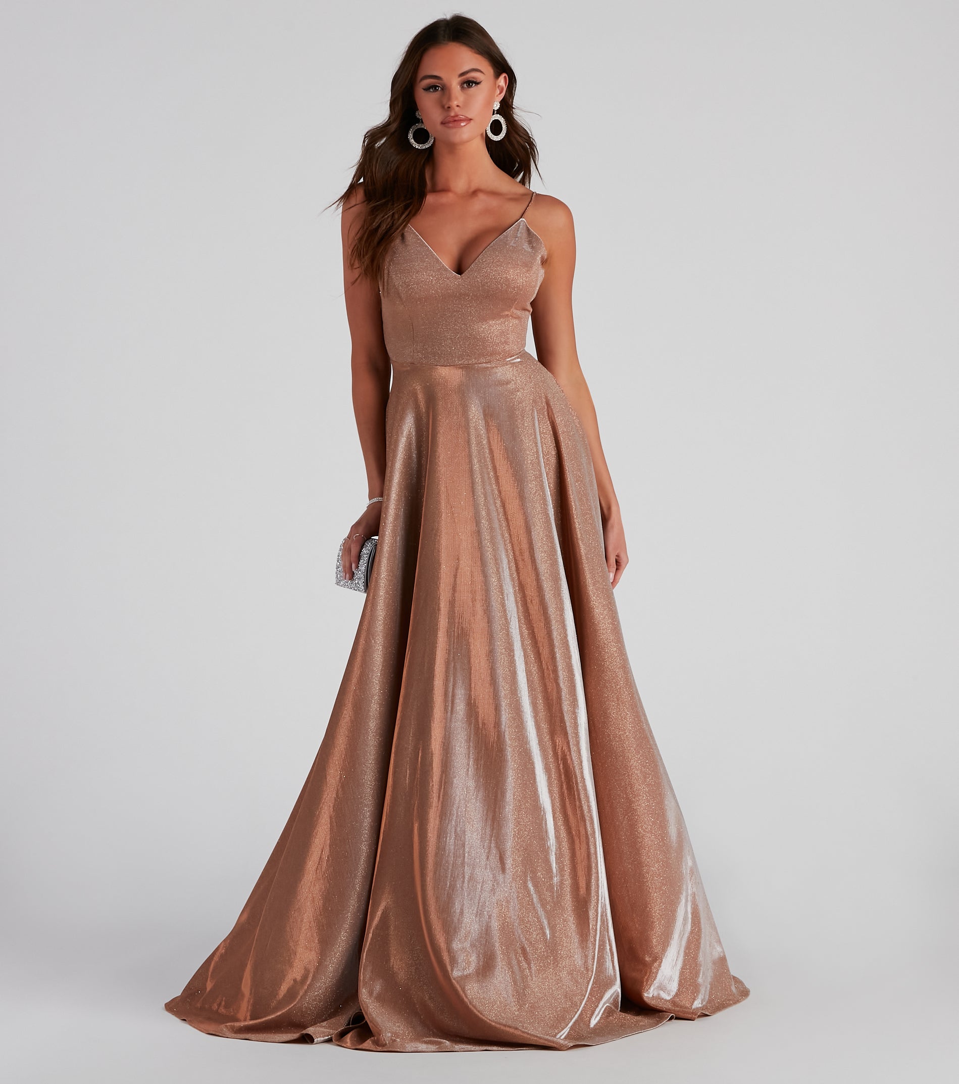 Soleil Formal Open Back Glitter Dress