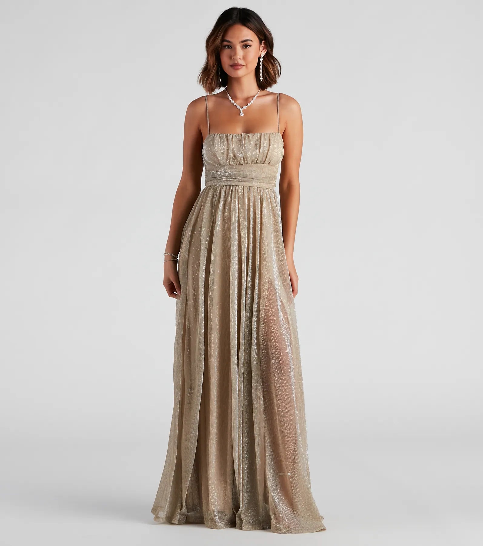 Adler Formal Metallic Sparkle A-Line Dress