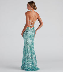 Cordelia Formal Damask Sequin Dress