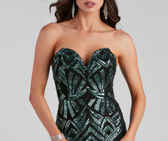 Cassy Formal Sequin Lace Up Dress