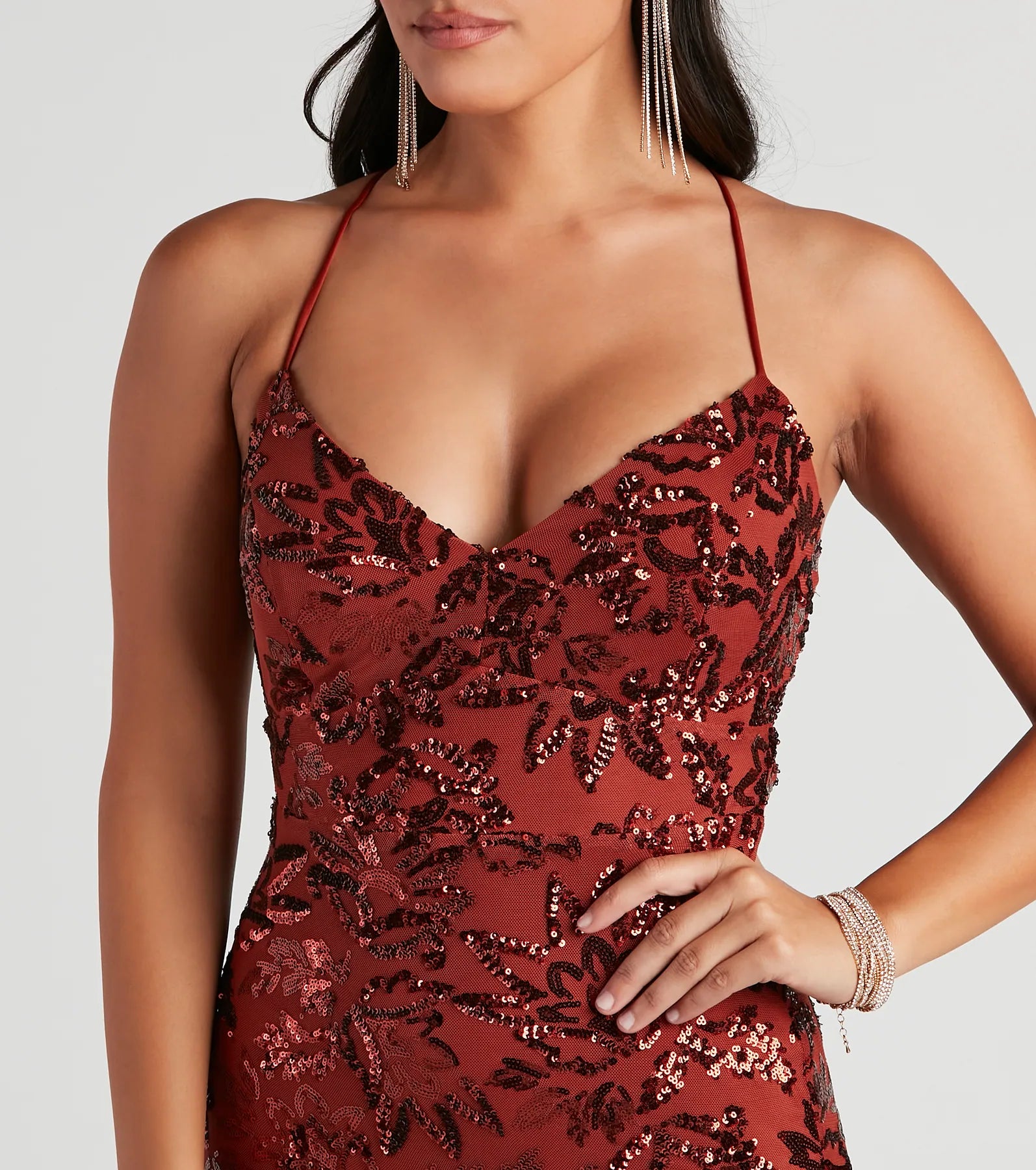 Marleigh Formal Sequin Scroll Dress