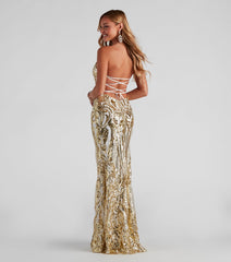 Jaylene Formal Sequin Scroll Dress
