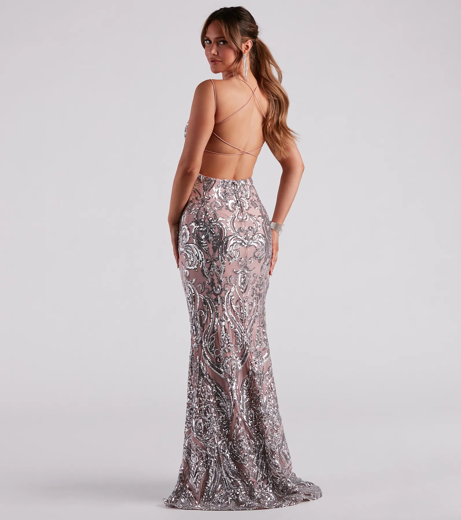 Kenzie Formal Sequin X-Back Dress