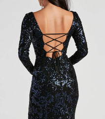 Arial Formal Sequin Lace-Up Dress