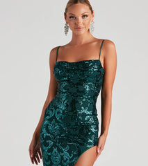 Leah Formal Sequin Mesh Long Dress