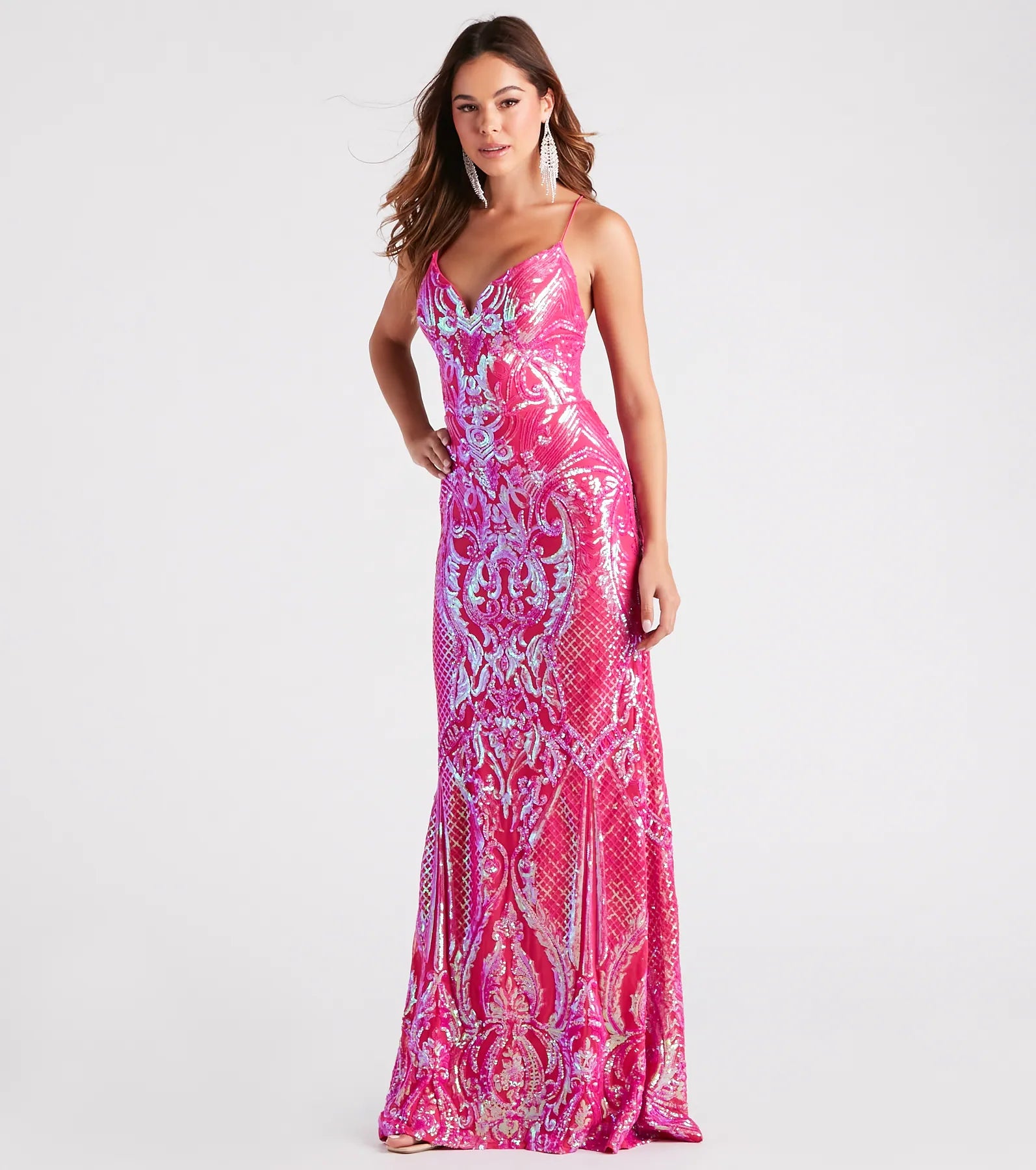 Camren Formal Sequin Strappy Mermaid Dress