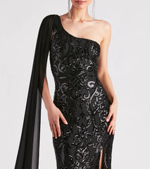Julia Formal Sequin Sash A-Line Dress