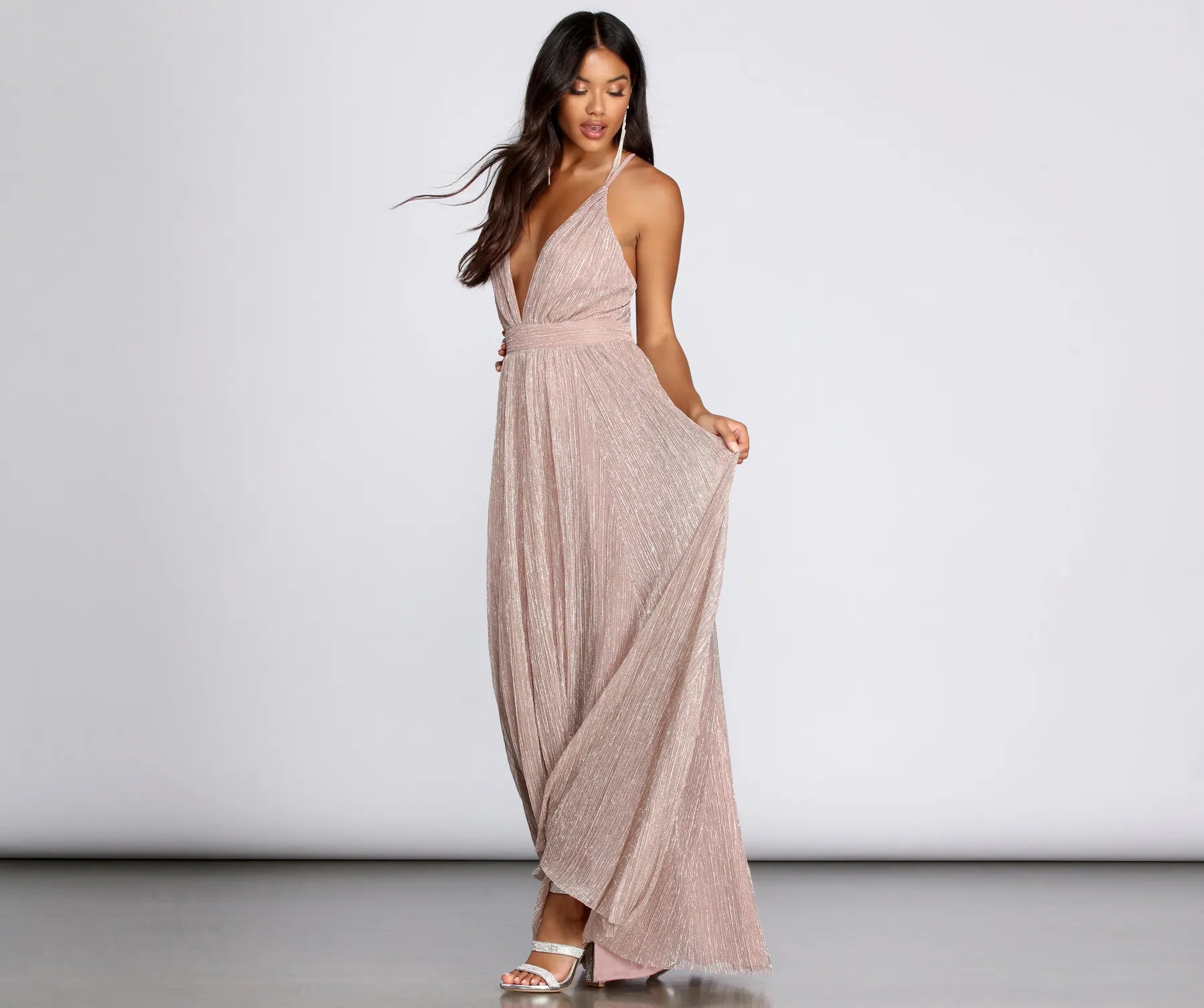 Haley Formal Shimmering Metallic Dress