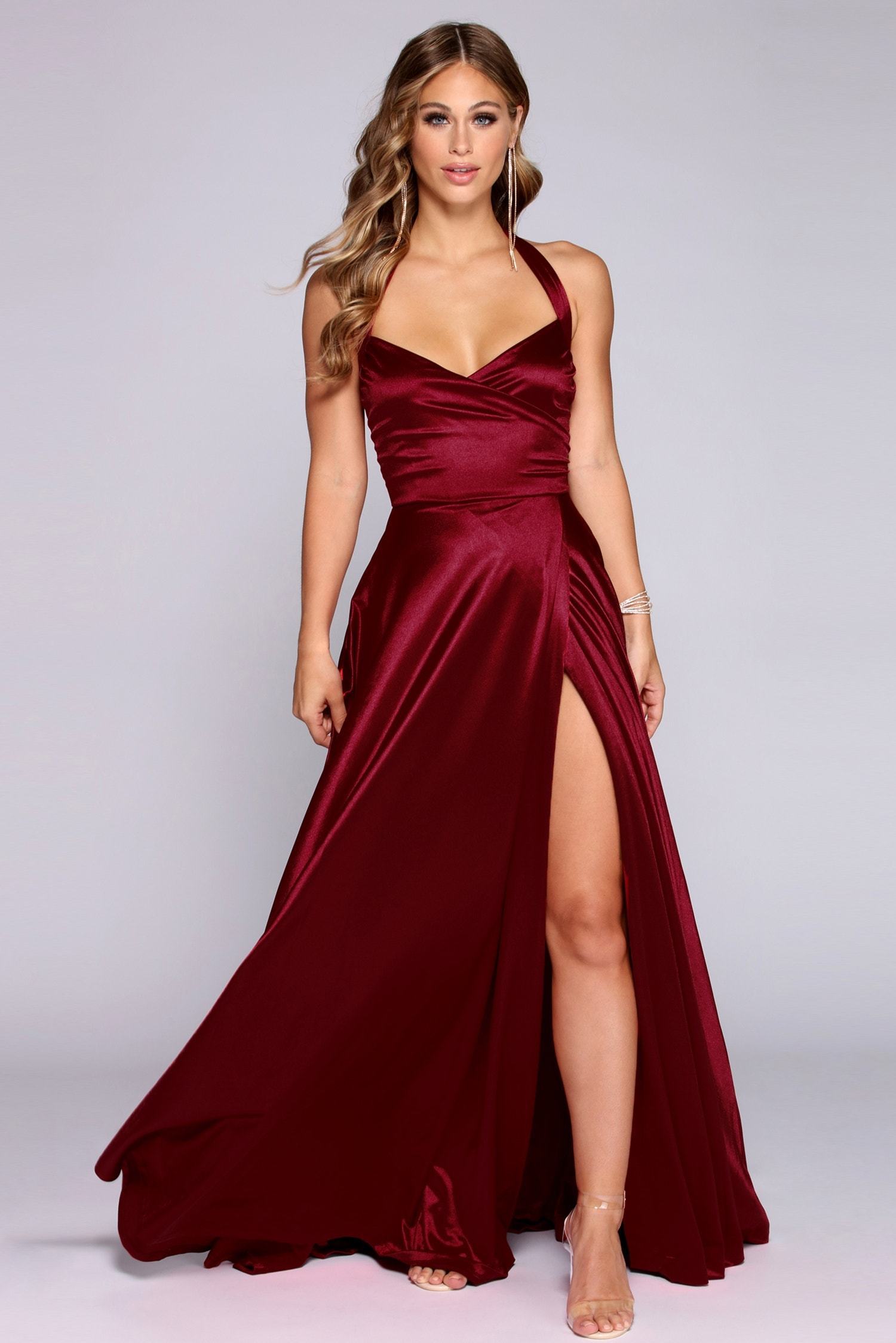 Diana Formal Satin Halter Dress