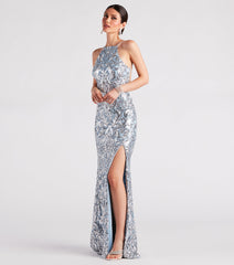 Lexi Formal Sequin Rhinestone A-Line Dress