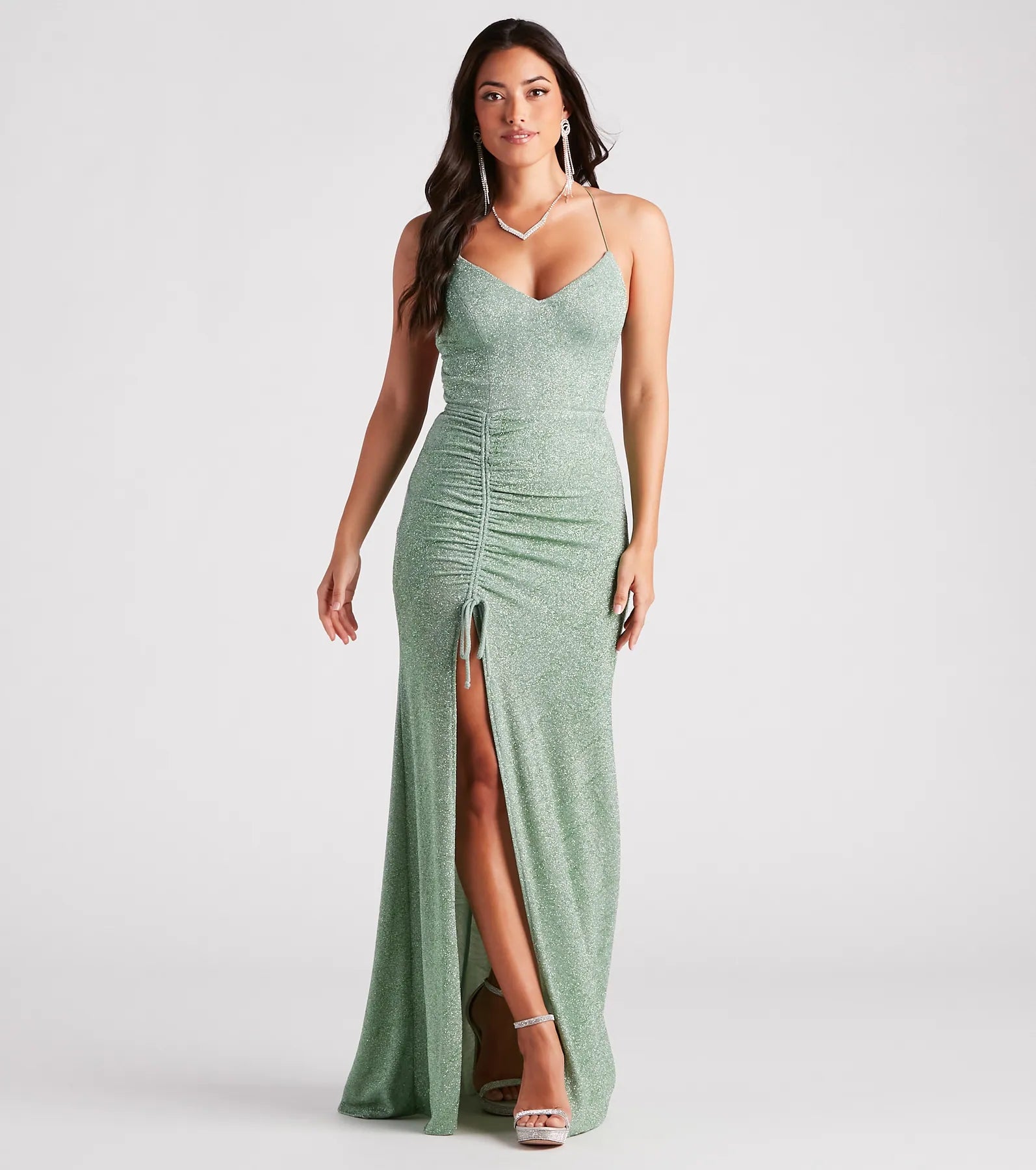 Raina Glitter Knit High Slit Mermaid Dress
