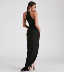 Lacey Formal Crepe Halter Dress