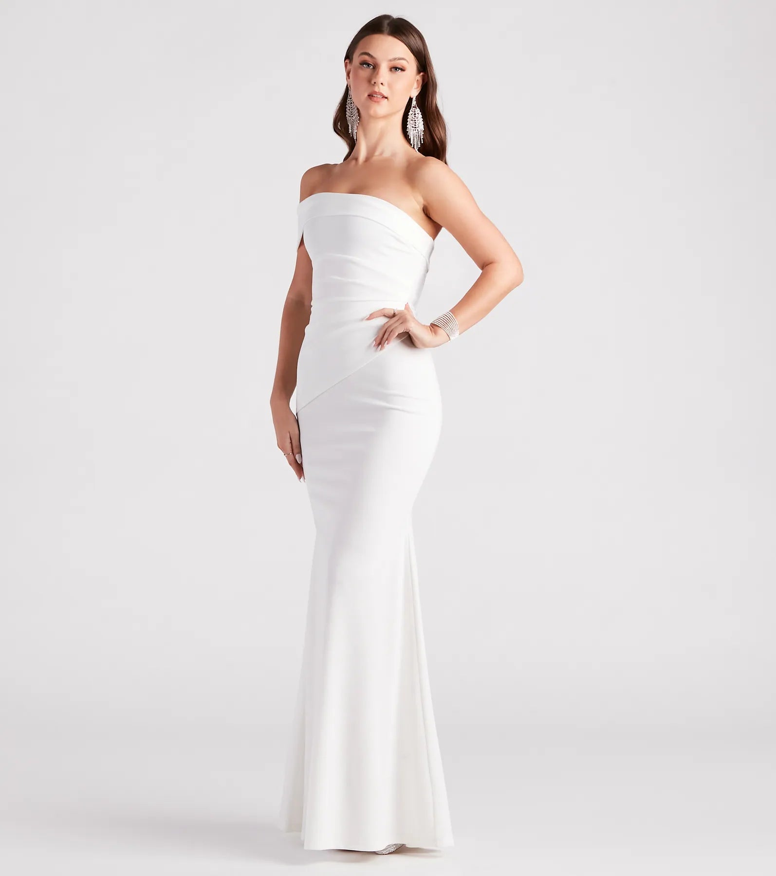 Jackelyn Formal Crepe Wrap Mermaid Dress