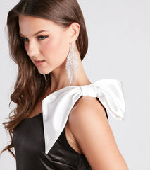 Maddie Formal Satin Bow One-Shoulder Dress