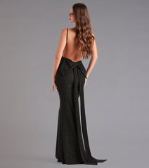 Gwendolyn Glitter Knit Bow-Back Mermaid Dress