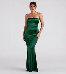 Annaliese Formal Satin Rhinestone Mermaid Dress