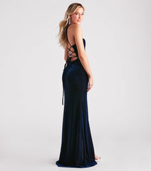 Carmen Formal Velvet Lace-Up Mermaid Dress