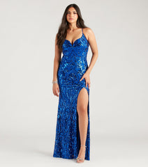 Lissa Formal Sequin Lace-Up Mermaid Dress