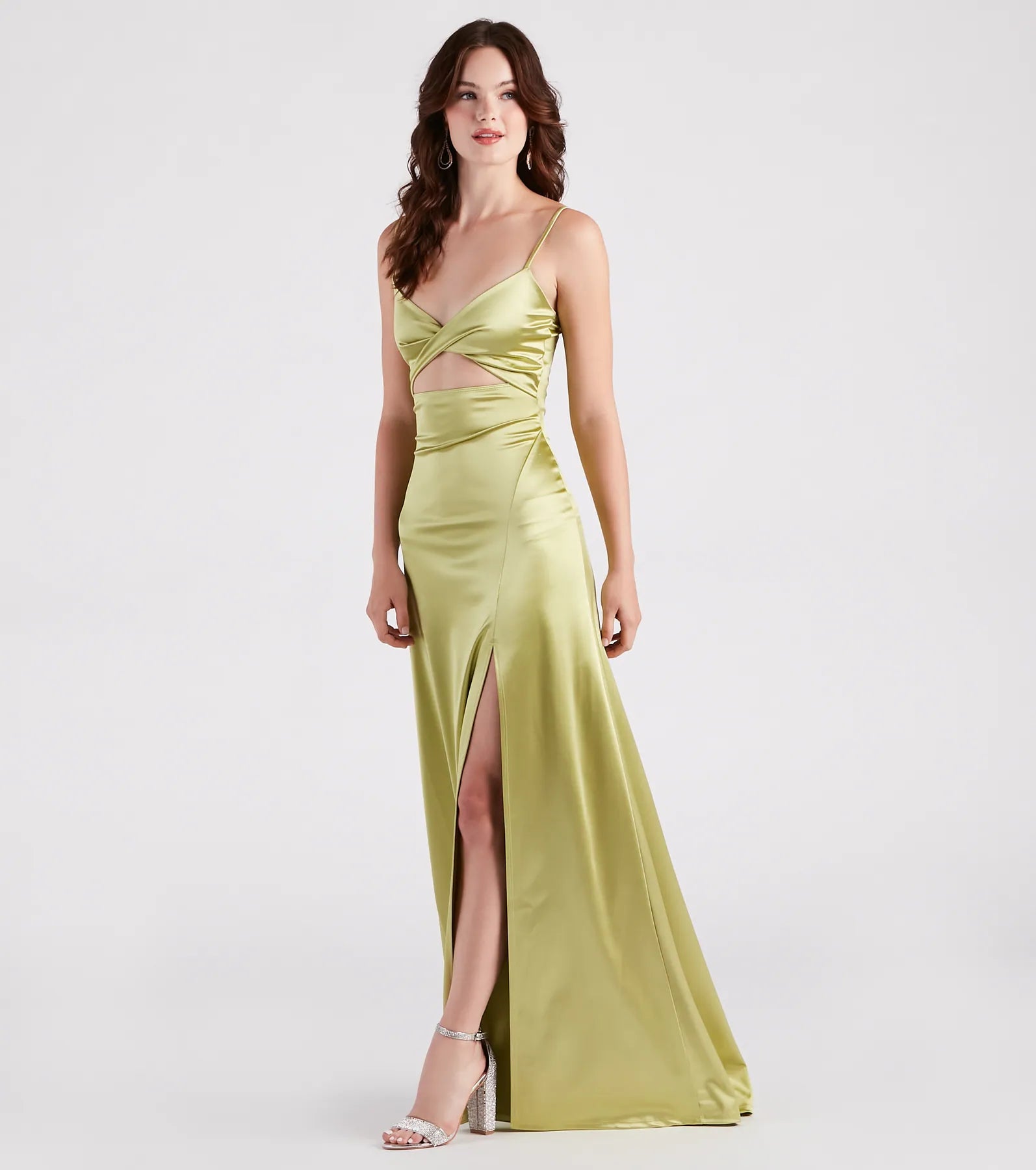 Maisy Cutout High Slit Satin Formal Dress