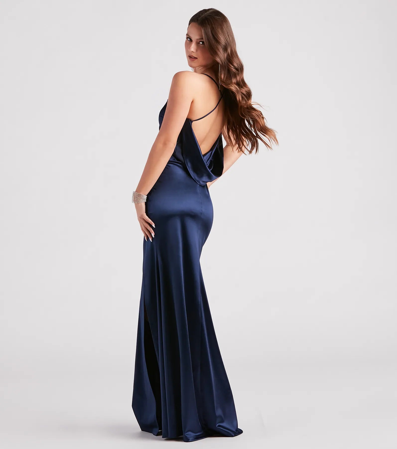 Ilya Satin Backless Mermaid Dress