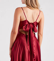 Emilie Satin Tie-Back A-Line Formal Dress