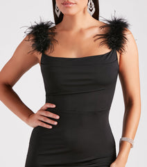 Marlowe Formal Feather Strap Long Dress