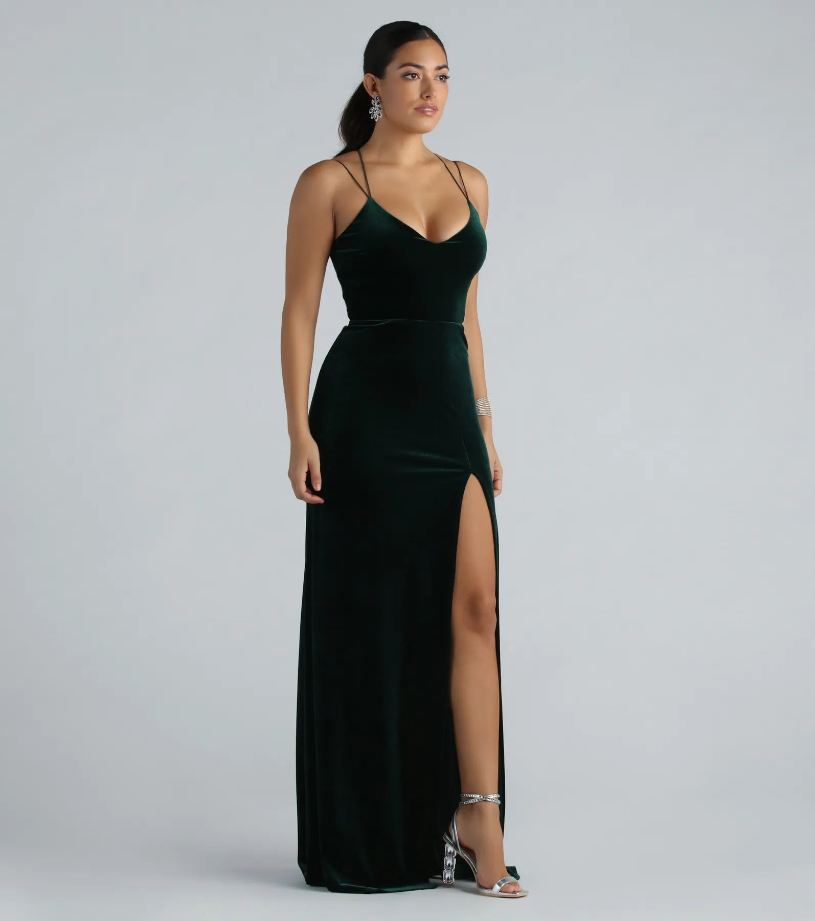 Vega Formal High Slit Velvet Dress