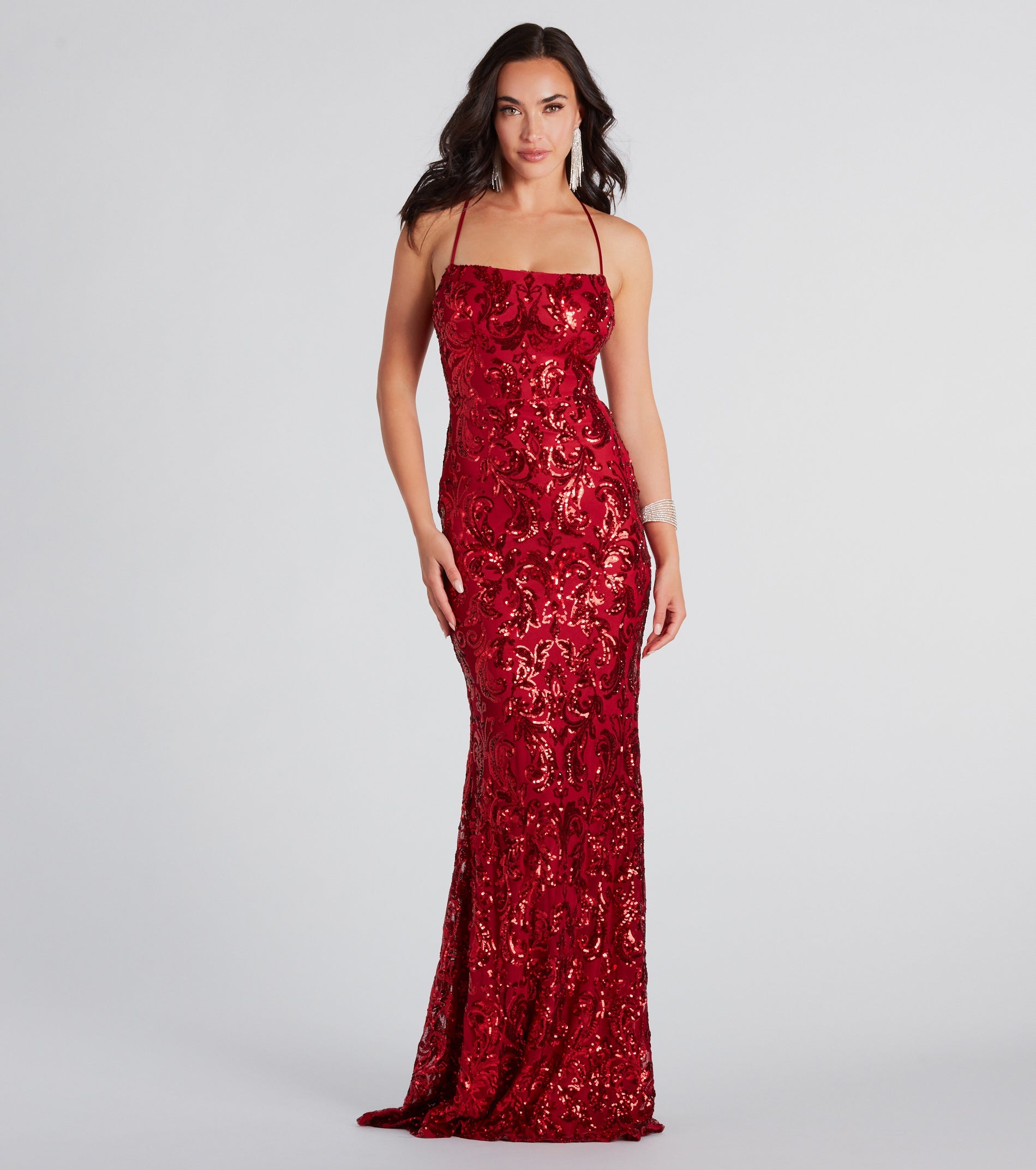 Lacie Formal Sequin Lace-Up Mermaid Dress