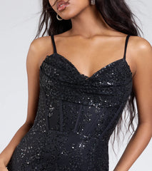 Anna Bustier Mermaid Glitter Sequin Formal Dress