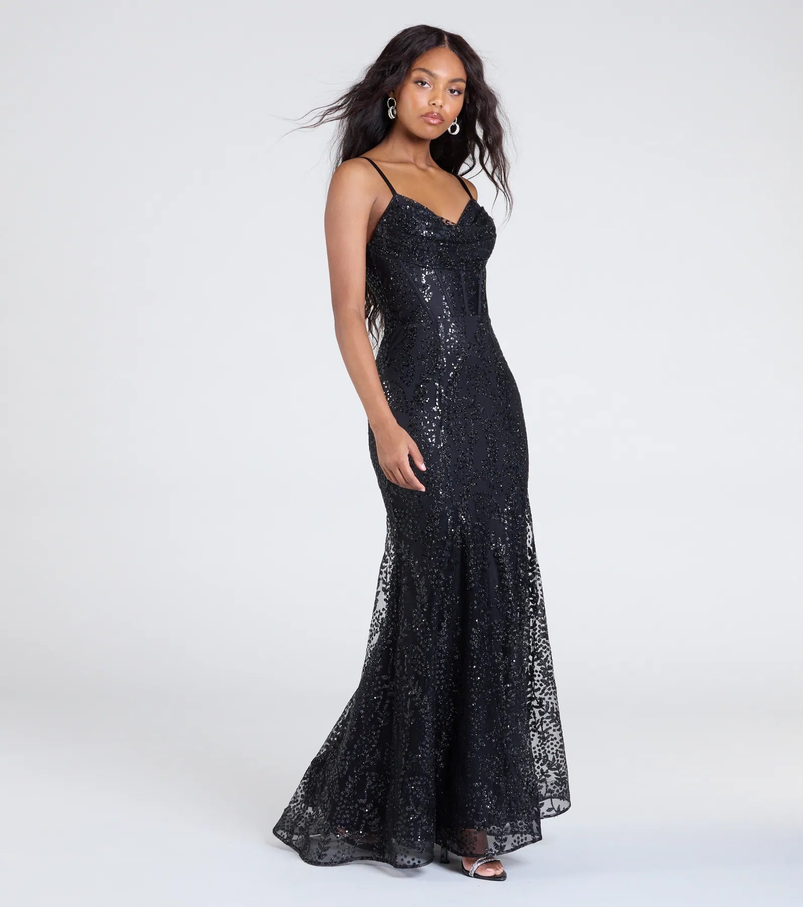 Anna Bustier Mermaid Glitter Sequin Formal Dress