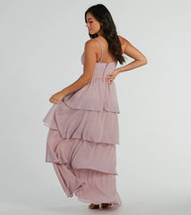 Kasey V-Neck Ruffled A-Line Chiffon Formal Dress