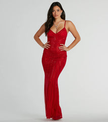 Cameron V-Neck Rhinestone Slim Formal Dress