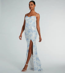 Corrine Corset A-Line Floral Sequin Formal Dress