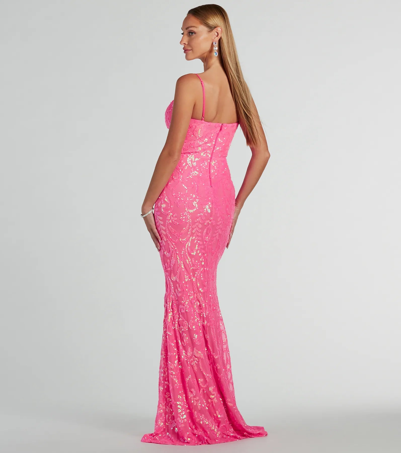 Julissa V-Neck Sequin Mesh Mermaid Dress