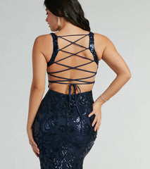 Moira Lace-Up Sequin Formal Dress