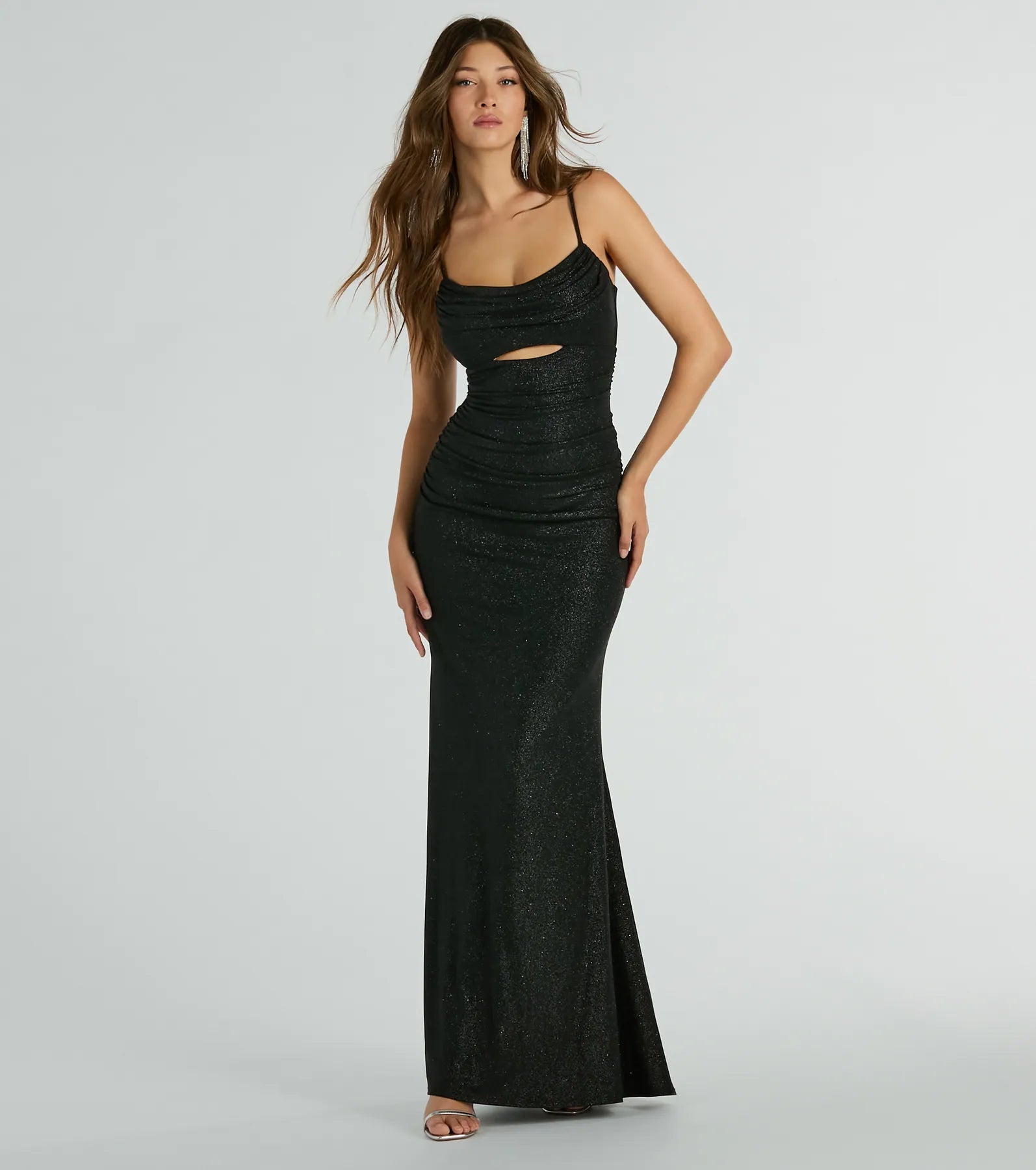Harley Sleeveless Cutout Glitter Column Dress
