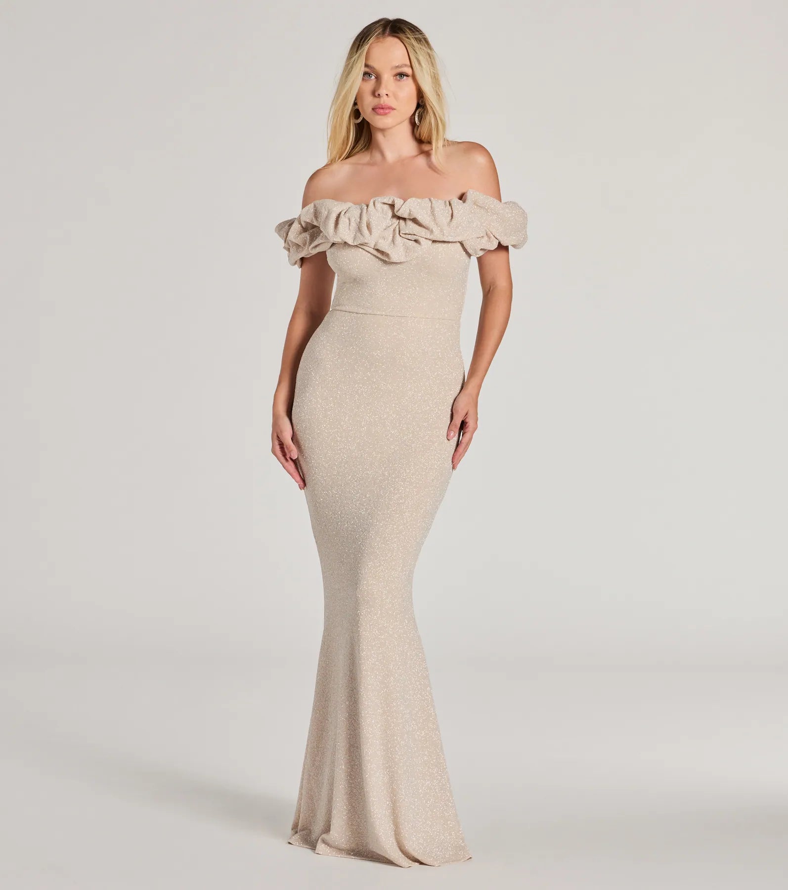 Halsey Formal Glitter Ruffled Mermaid Dress