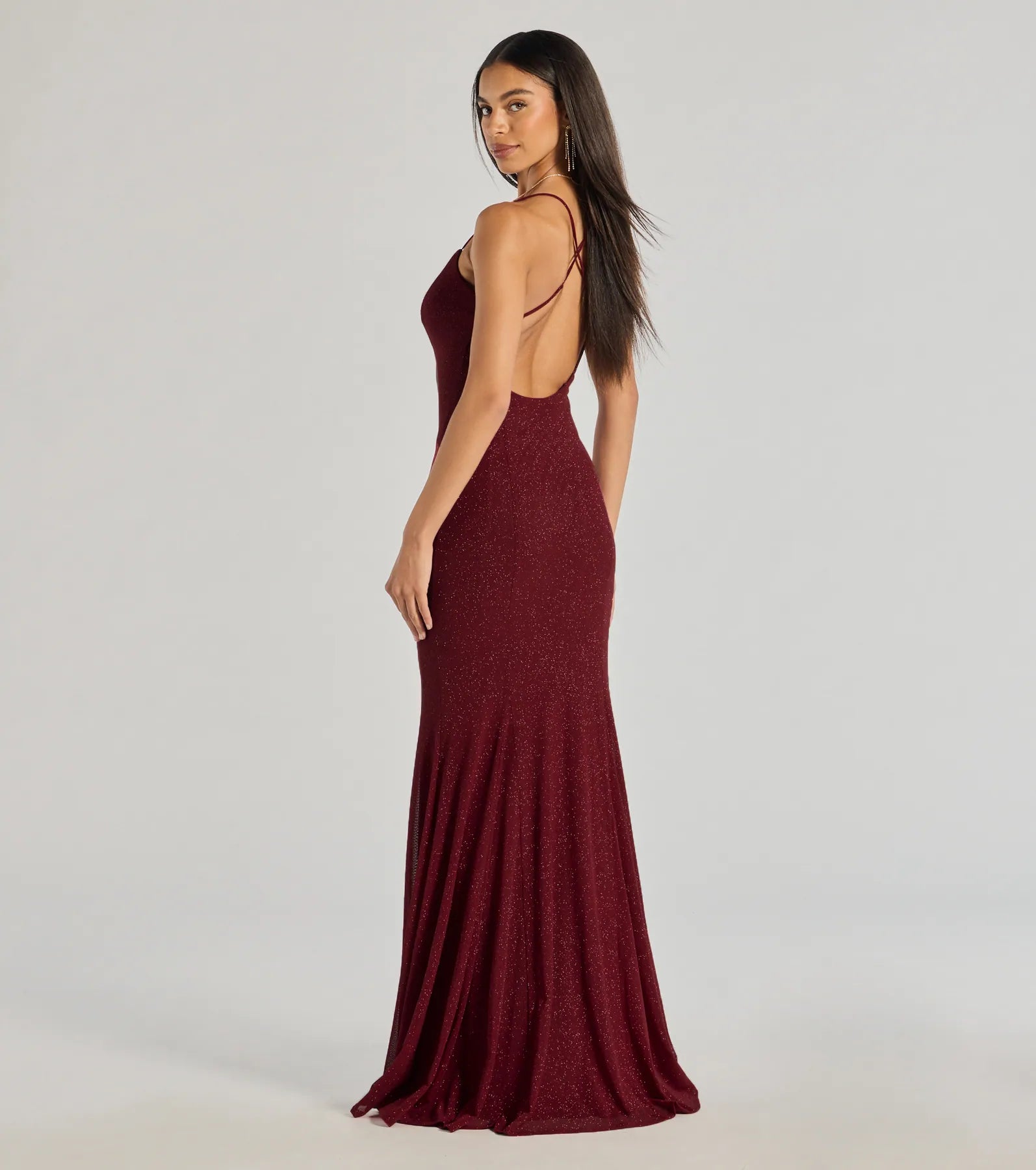 Sam Strappy Open Back Glitter Mermaid Dress