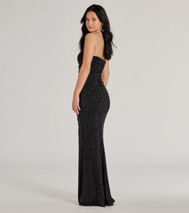 Gracie One-Shoulder Glitter Column Dress