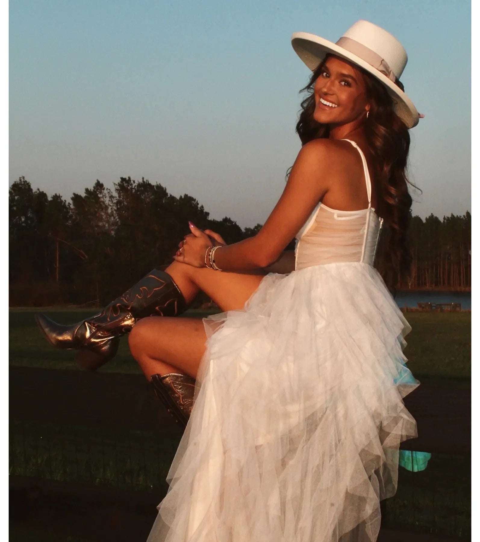 Aletta Long Sleeveless Ruffled A-Line Dress