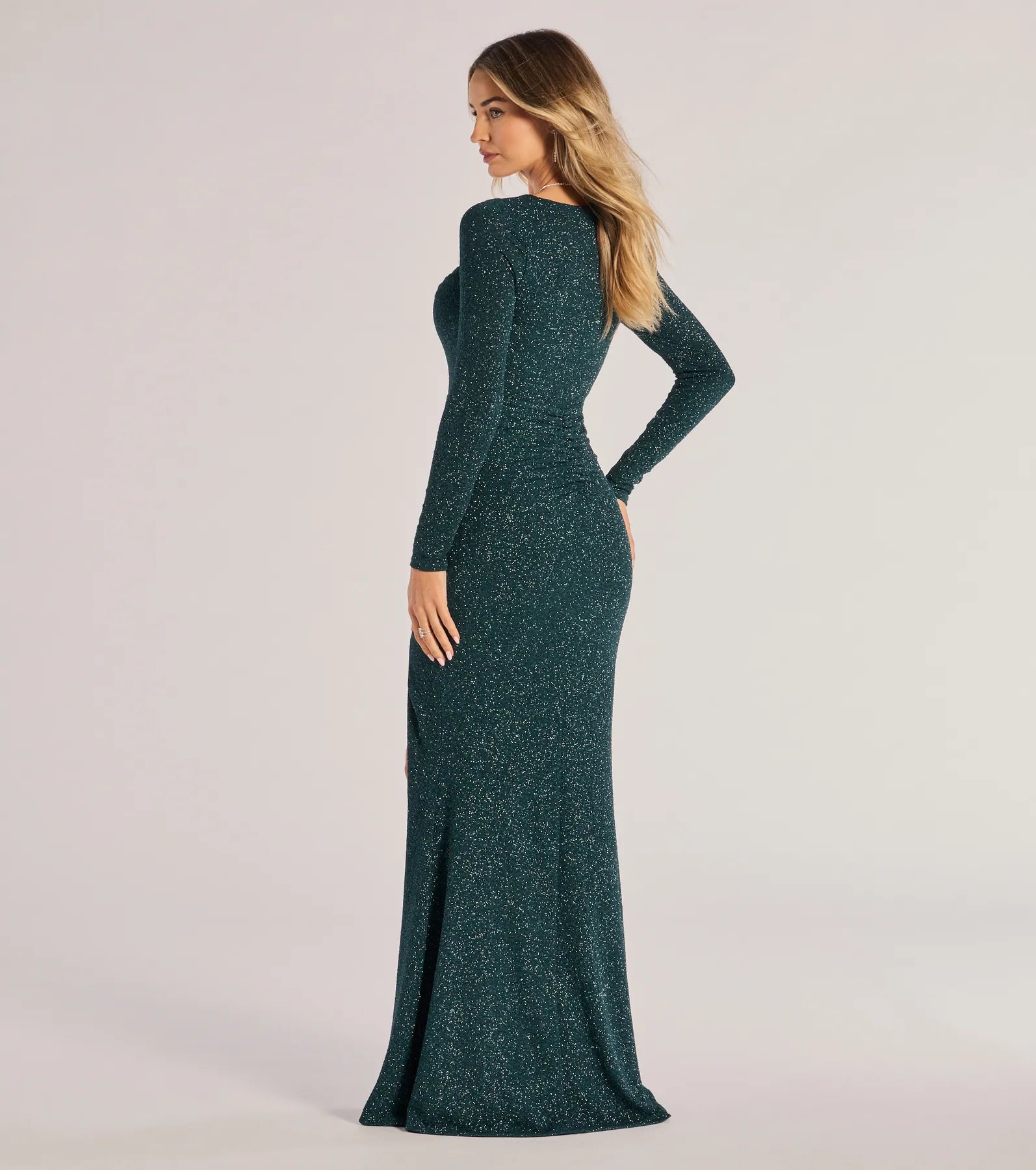 Audrina Glitter Knit Long Sleeve Column Dress