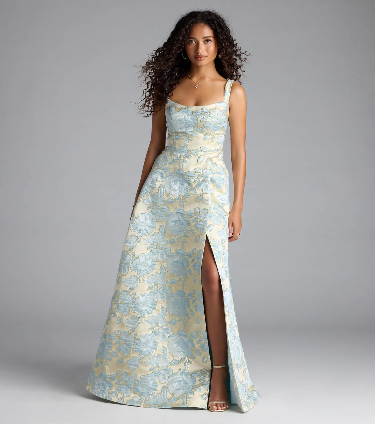 Lulabelle Lace-Up Slit A-Line Formal Dress