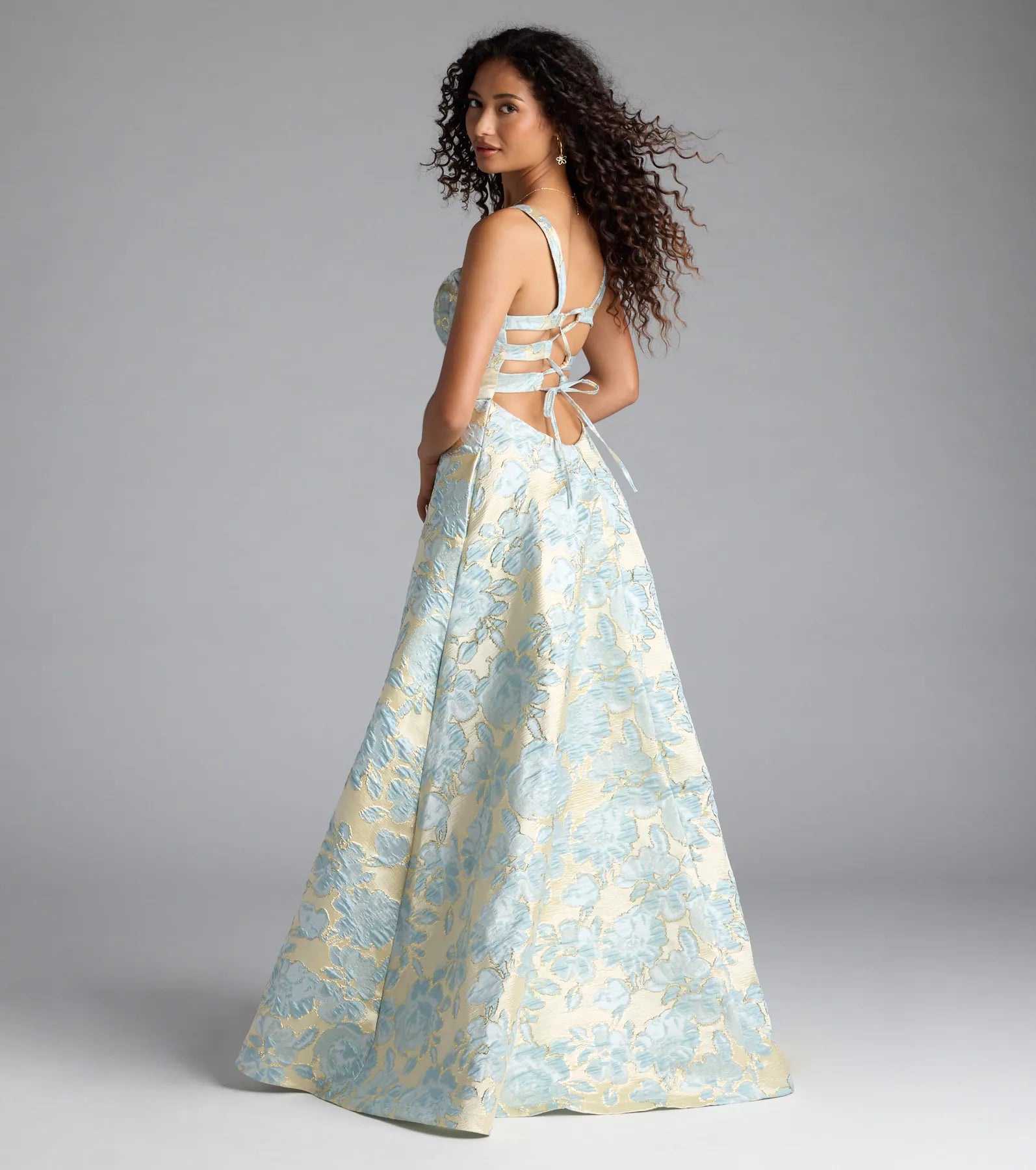 Lulabelle Lace-Up Slit A-Line Formal Dress